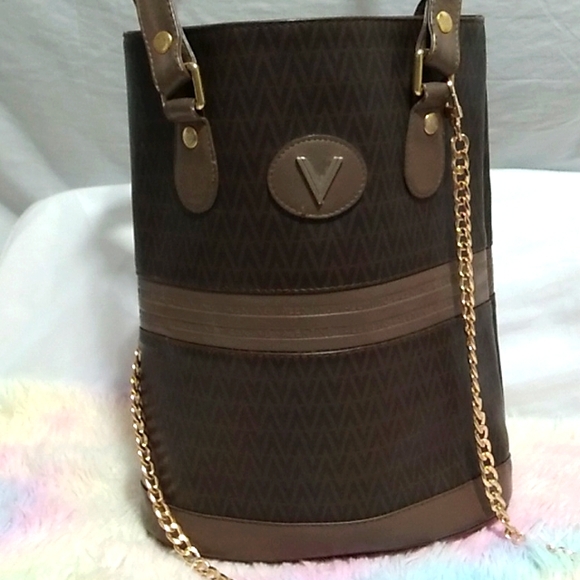 Mario Valentino Vintage Shoulder Bag W Unbranded Gold Chain Strap - Picture 2 of 16